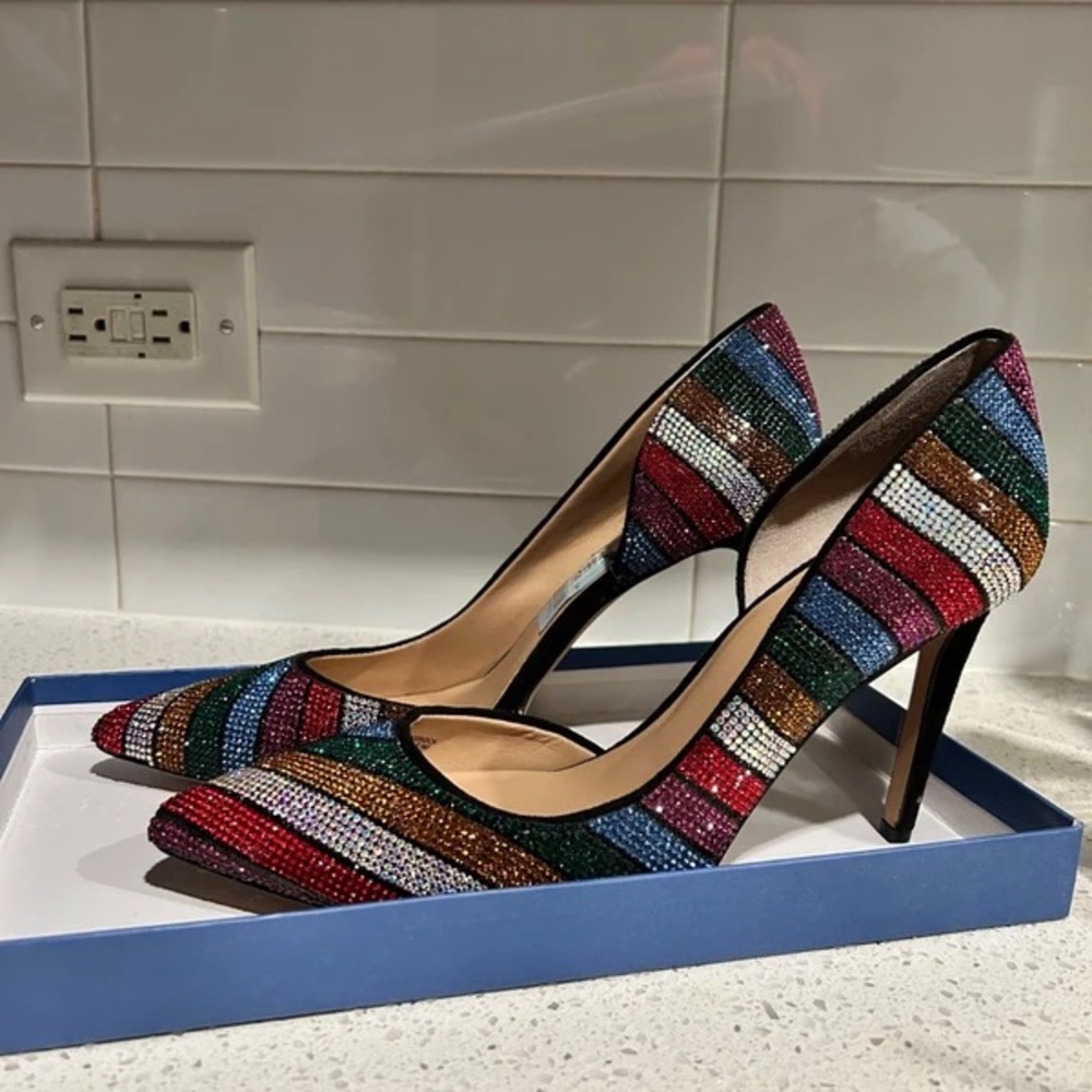 Elegant Striped Multicolor Women's Heels